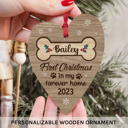 First Christmas in My Forever Home - Personalized Christmas gift for Dog Lovers - Custom Heart Wooden Ornament - MyMindfulGifts