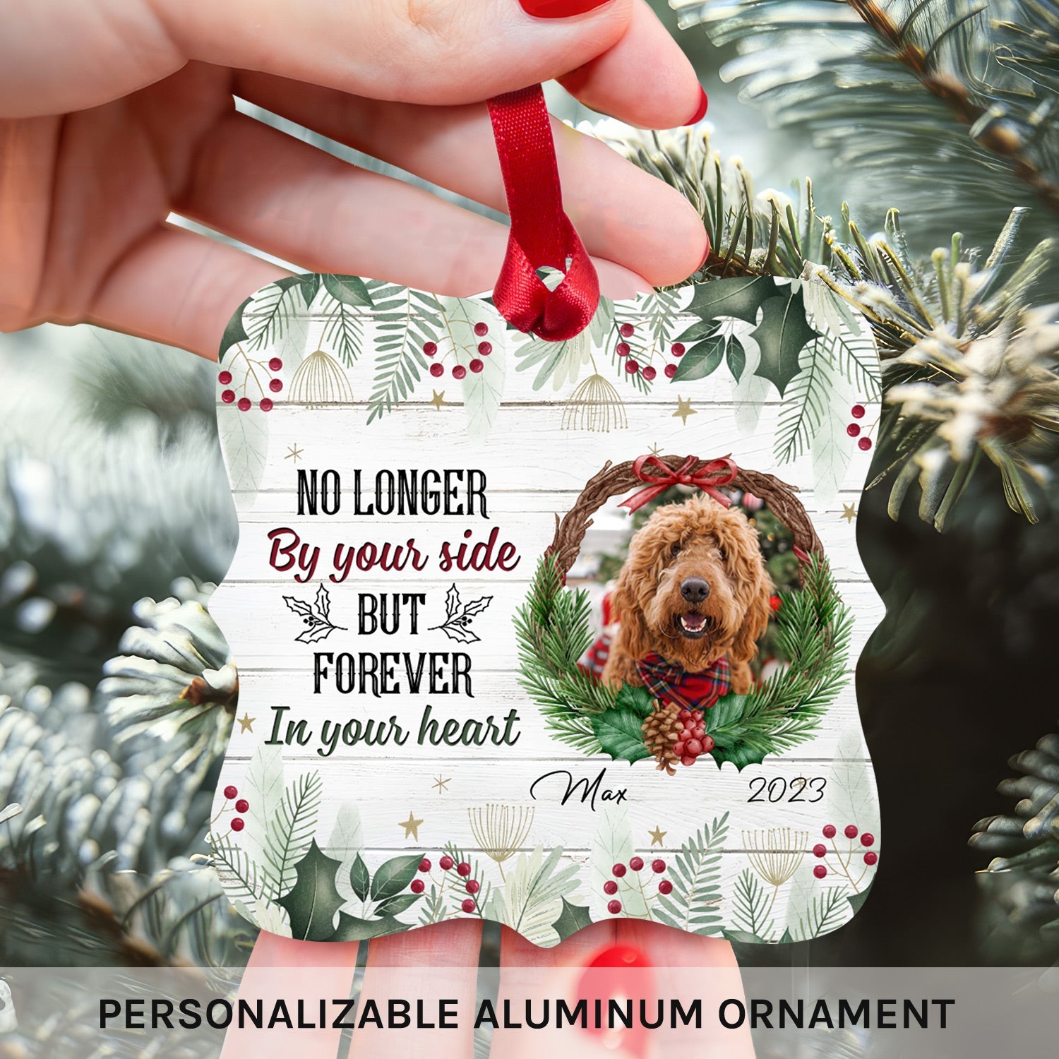 Forever In Our Hearts - Personalized Christmas gift for Dog or Cat Lovers - Custom Square Aluminum Ornament - MyMindfulGifts