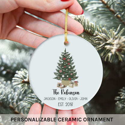 Family Christmas - Personalized Christmas gift for Family - Custom Circle Ceramic Ornament - MyMindfulGifts