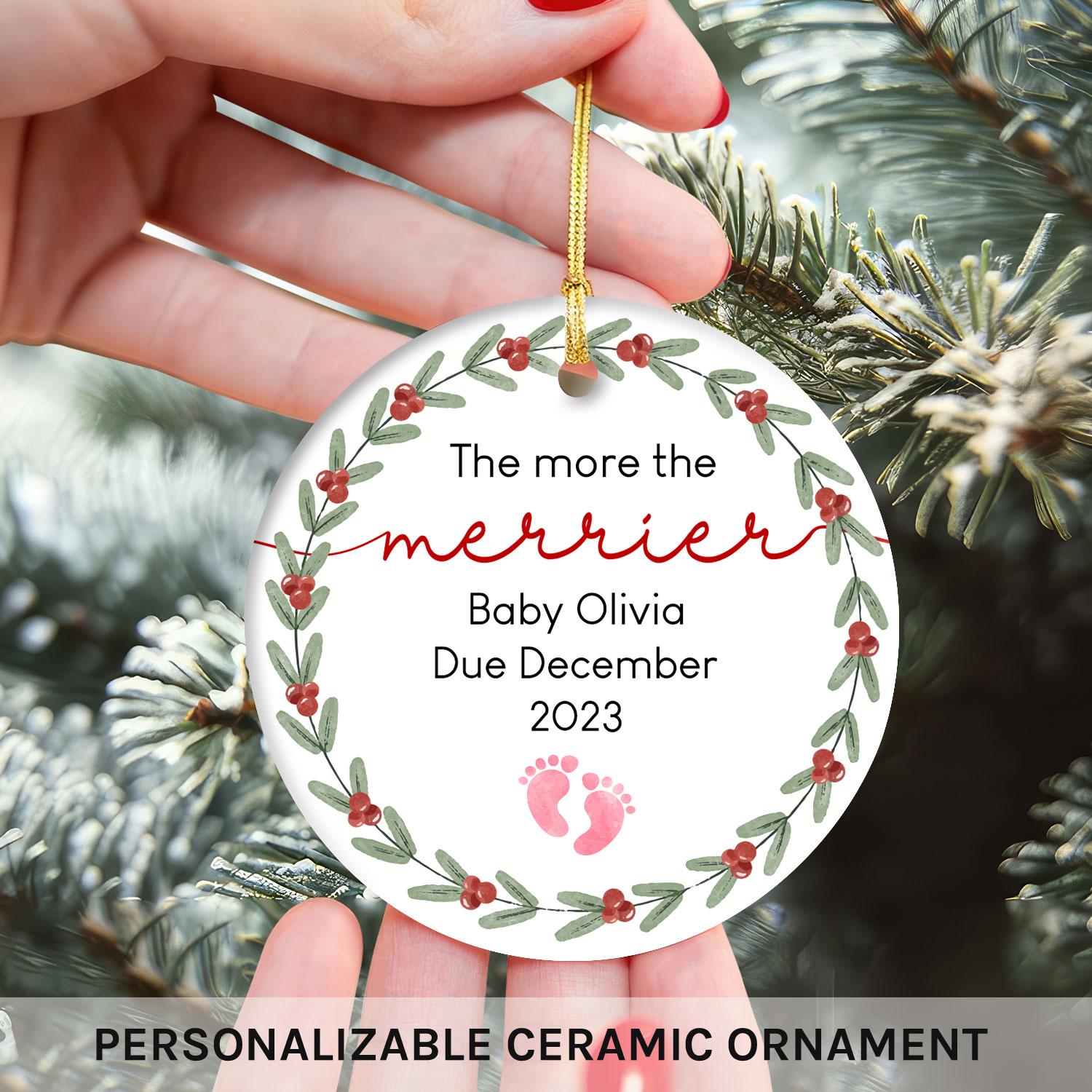 The More The Merrier - Personalized First Christmas gift for Family - Custom Circle Ceramic Ornament - MyMindfulGifts