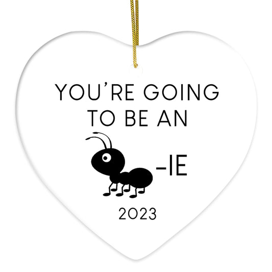 Ant-ie - Personalized Pregnancy Announcement gift For Aunt - Custom Heart Ceramic Ornament - MyMindfulGifts