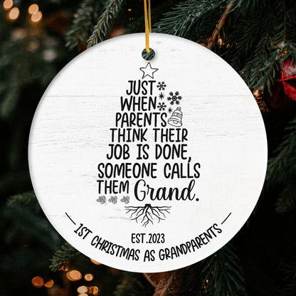 Someone Calls Them Grand - Personalized Christmas gift For Grandparents - Custom Circle Ceramic Ornament - MyMindfulGifts