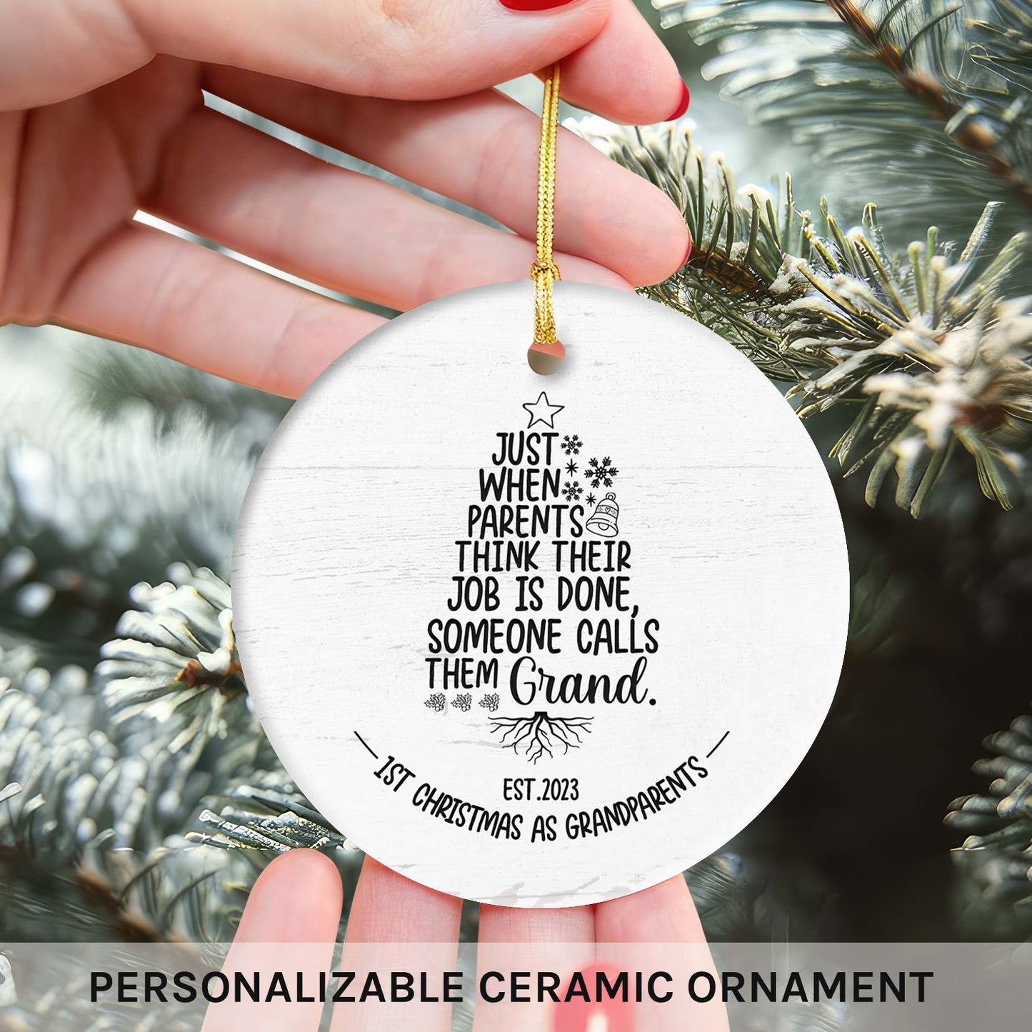 Someone Calls Them Grand - Personalized Christmas gift For Grandparents - Custom Circle Ceramic Ornament - MyMindfulGifts