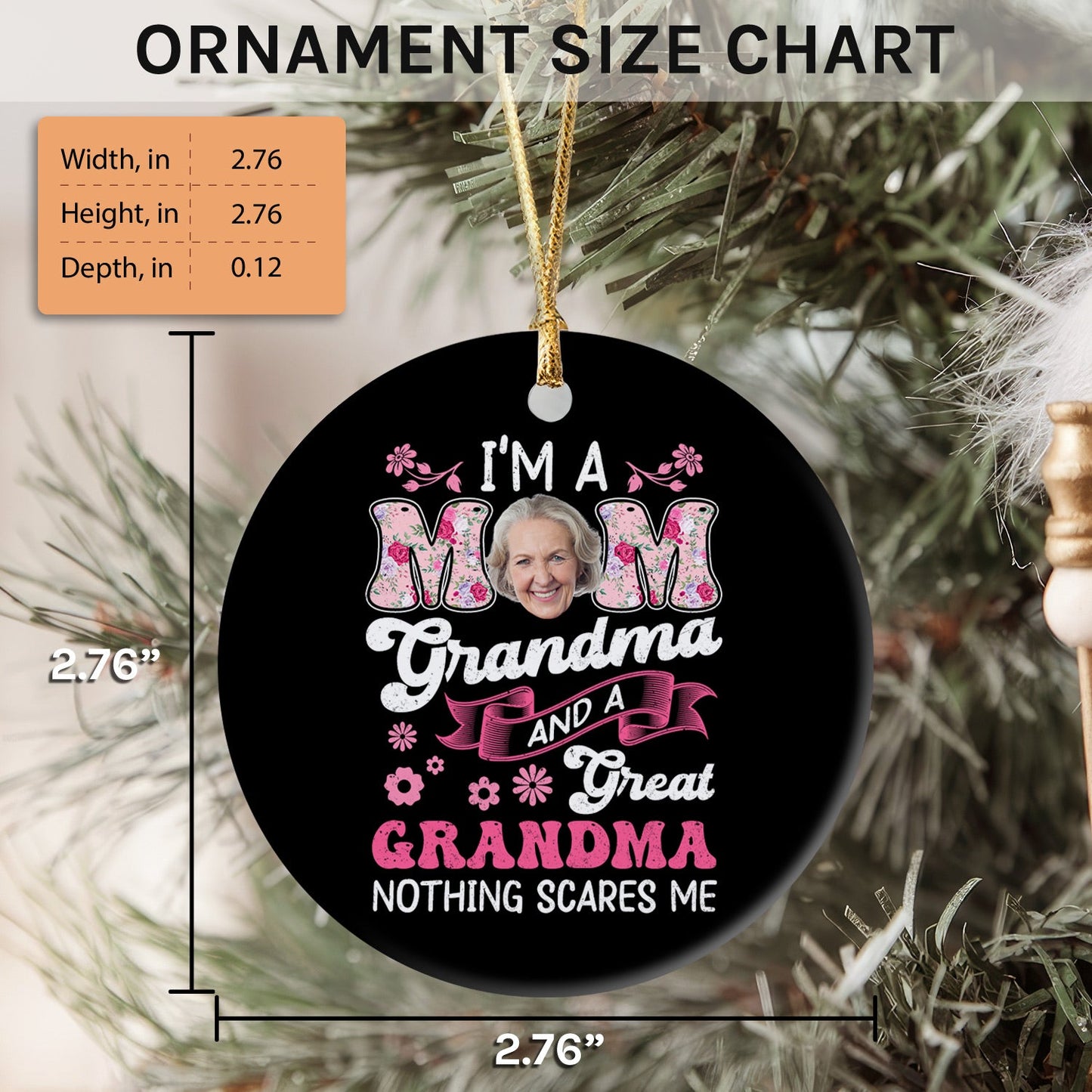 I'm A Mom, Grandma And A Great Grandma - Personalized Mother's Day, Birthday or Christmas gift For Great Grandma - Custom Circle Ceramic Ornament - MyMindfulGifts