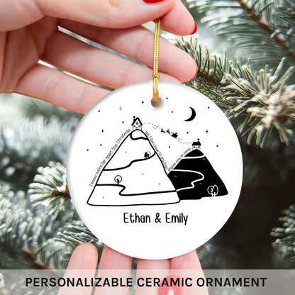 We're Far Apart This Christmas - Personalized Christmas gift For Long Distance Boyfriend or Girlfriend - Custom Circle Ceramic Ornament - MyMindfulGifts