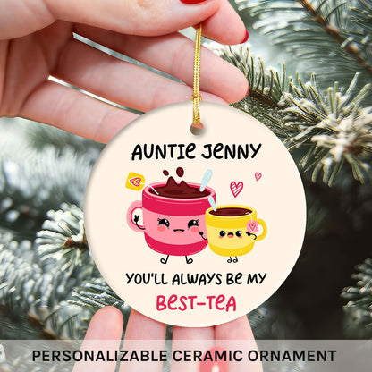 You'll Always Be My Bestie - Personalized Birthday or Christmas gift For Aunt - Custom Circle Ceramic Ornament - MyMindfulGifts