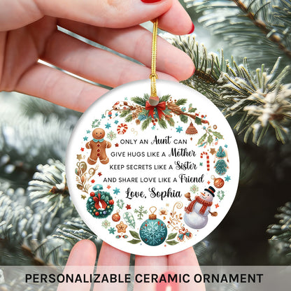 Only An Aunt - Personalized Christmas gift For Aunt - Custom Circle Ceramic Ornament - MyMindfulGifts