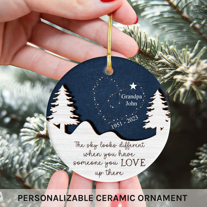 The Sky Looks So Different - Personalized Memorial Christmas gift For Family - Custom Circle Ceramic Ornament - MyMindfulGifts