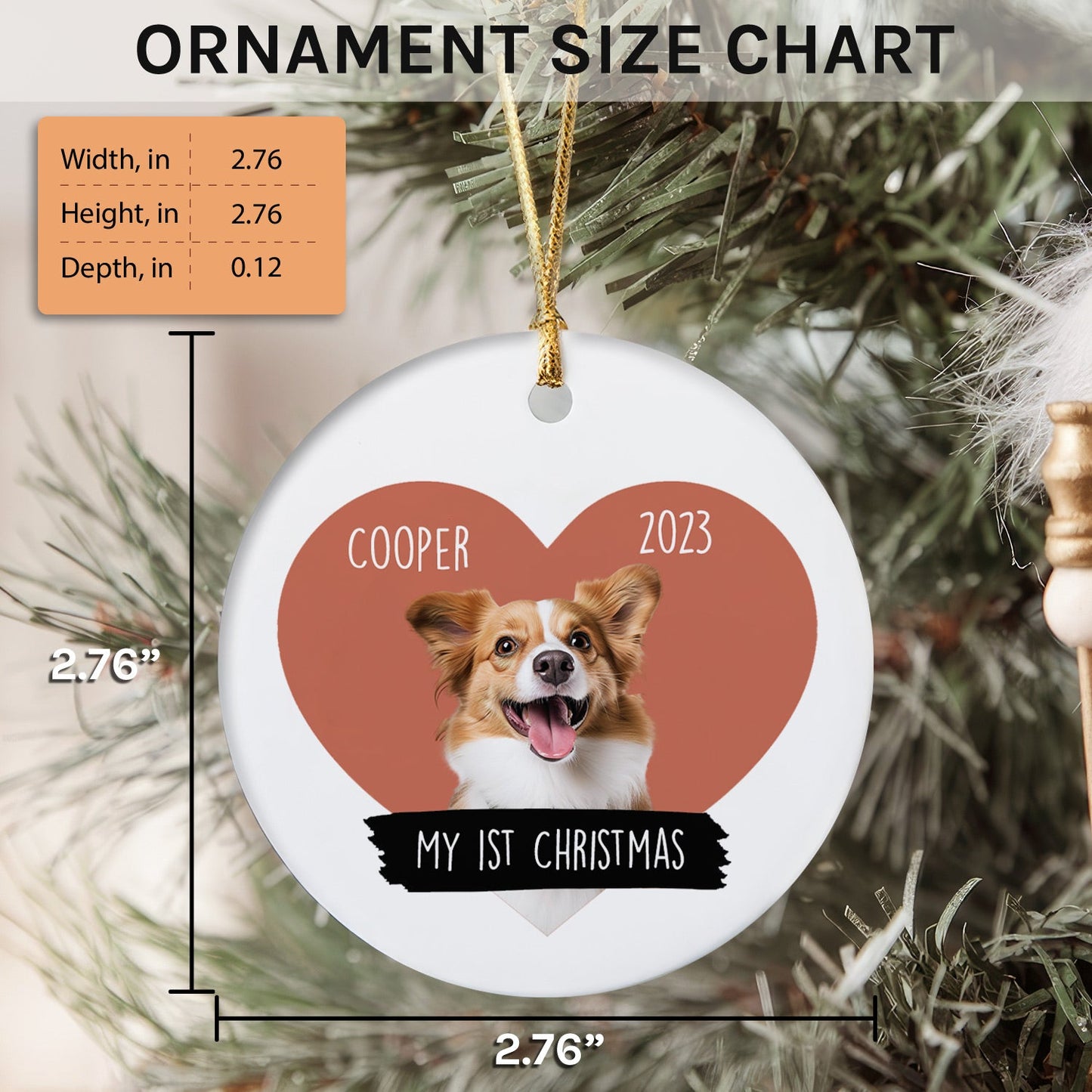 My 1st Christmas - Personalized First Christmas gift For Dog or Cat Lovers - Custom Circle Ceramic Ornament - MyMindfulGifts