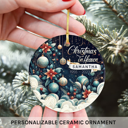 Christmas In Heaven - Personalized Christmas gift For Family - Custom Circle Ceramic Ornament - MyMindfulGifts