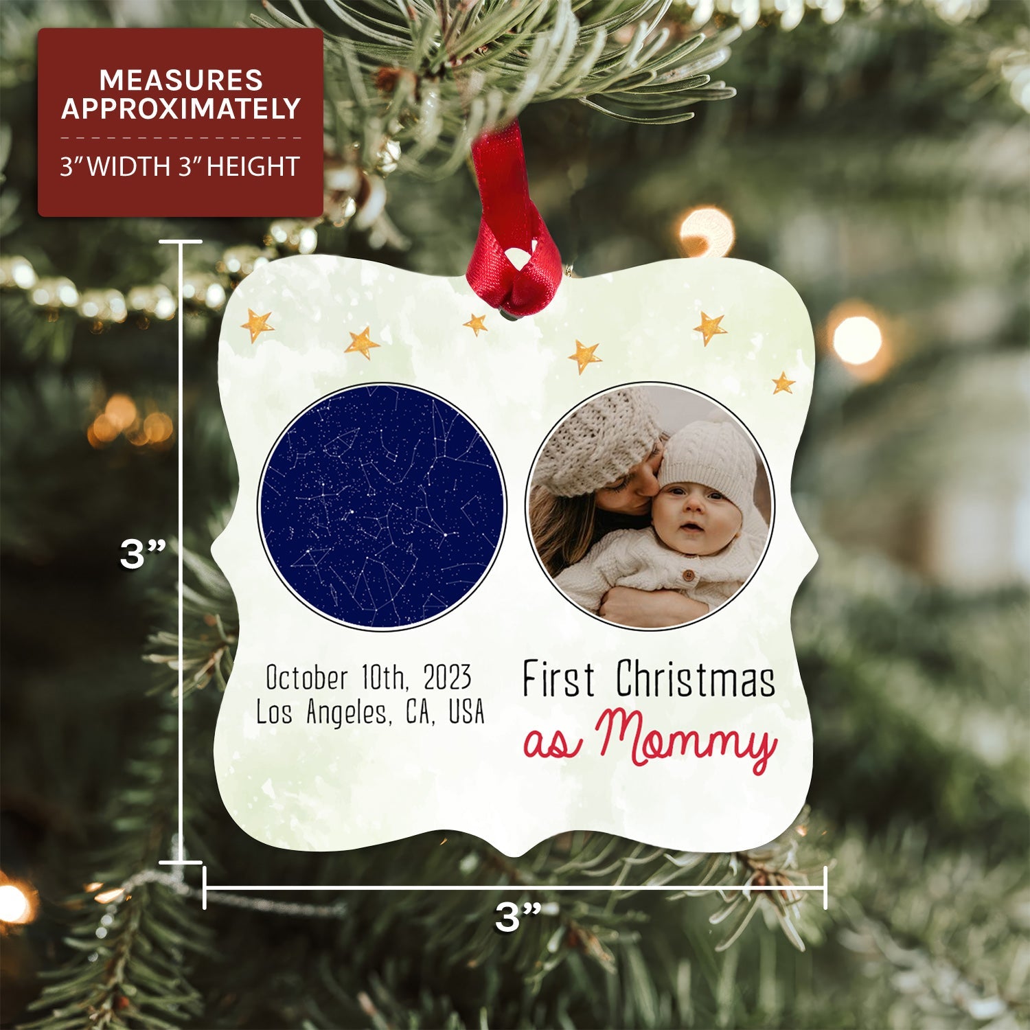 First Christmas as Mommy - Personalized First Christmas gift For New Mom - Custom Square Aluminum Ornament - MyMindfulGifts