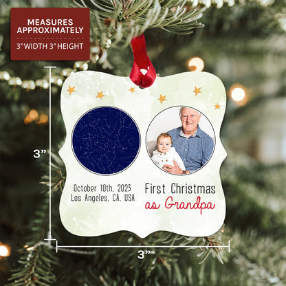 First Christmas As Grandpa - Personalized First Christmas gift For Grandpa - Custom Square Aluminum Ornament - MyMindfulGifts