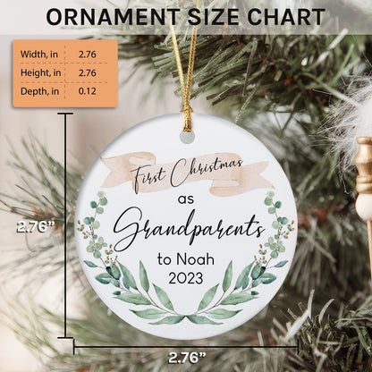 First Christmas As Grandparents - Personalized Christmas gift For Grandparents - Custom Circle Ceramic Ornament - MyMindfulGifts