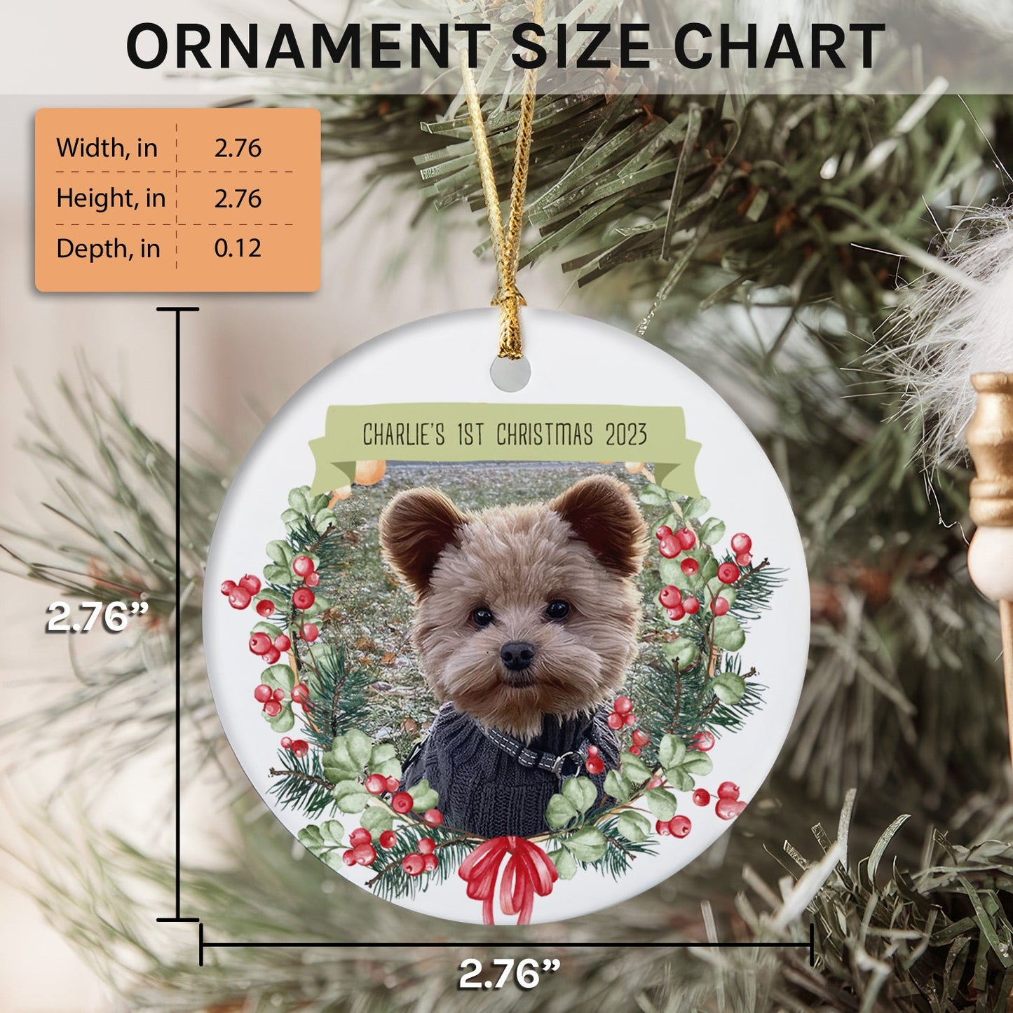 1st Christmas - Personalized First Christmas gift For Dog Lovers - Custom Circle Ceramic Ornament - MyMindfulGifts