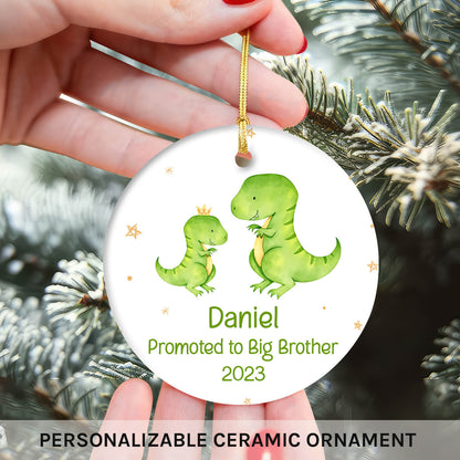 Promoted To Big Brother - Personalized Christmas gift For Brother - Custom Circle Ceramic Ornament - MyMindfulGifts