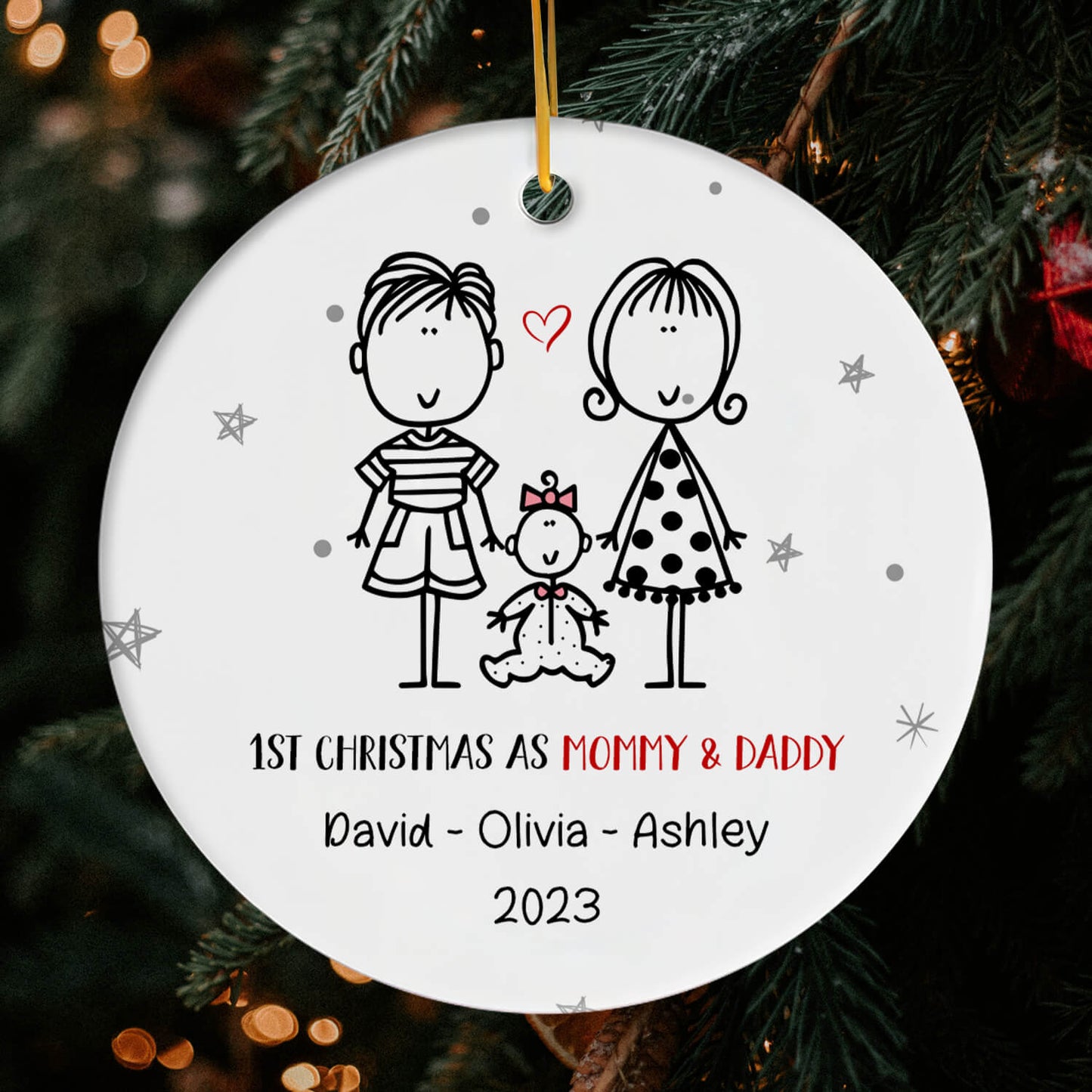 1st Christmas as Mommy Daddy Personalized First Christmas gift