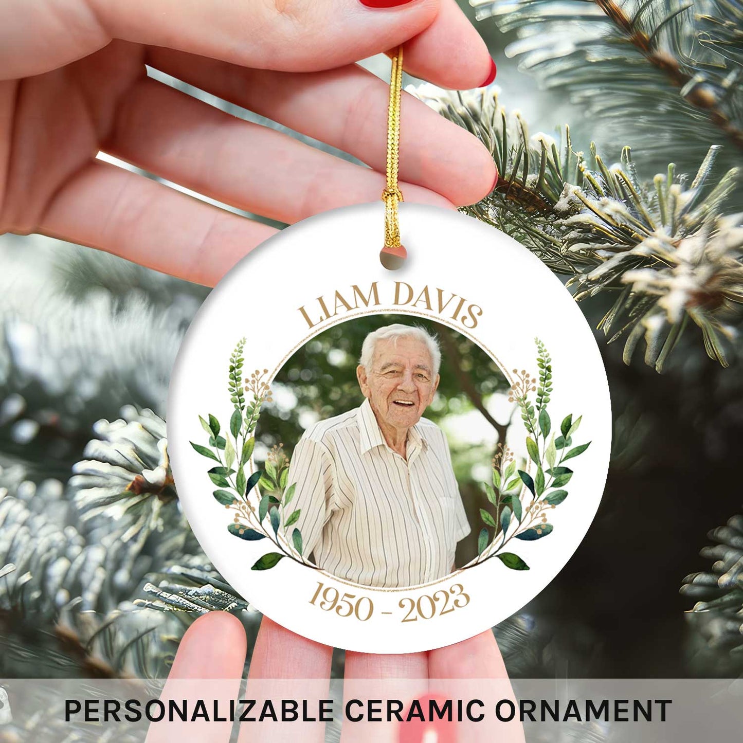 Memorial - Personalized Christmas Memorial gift For Family - Custom Circle Ceramic Ornament - MyMindfulGifts