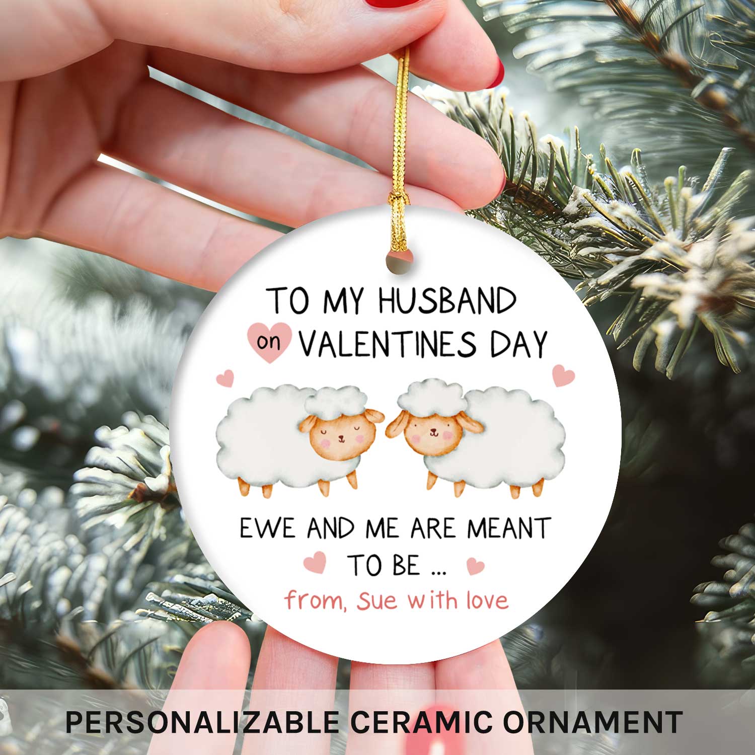 To My Husband On Valentine's Day - Personalized Valentine's Day gift For Husband - Custom Circle Ceramic Ornament - MyMindfulGifts