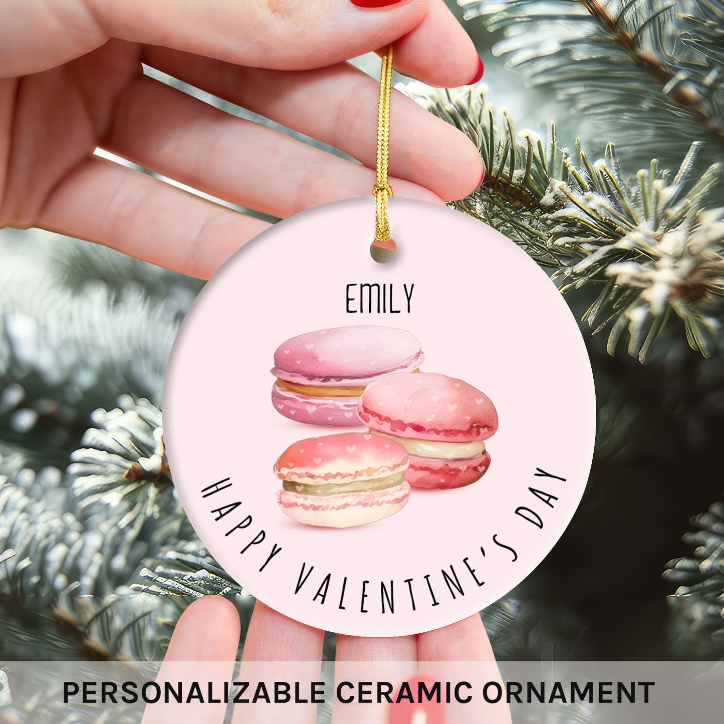 Happy Valentine's Day - Personalized Valentine's Day gift For Him or Her - Custom Circle Ceramic Ornament - MyMindfulGifts
