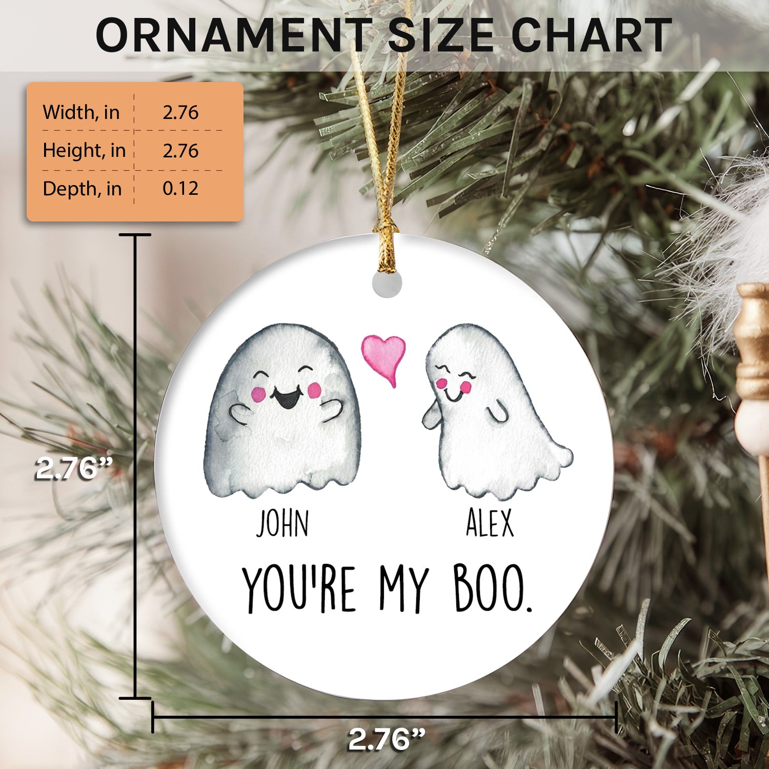 You're My Boo - Personalized Anniversary, Valentine's Day or Halloween gift for Boyfriend or Girlfriend - Custom Circle Ceramic Ornament - MyMindfulGifts