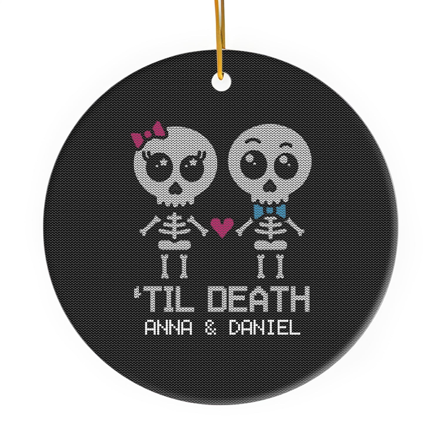 Til Death - Personalized Anniversary or Halloween gift for Boyfriend or Girlfriend - Custom Circle Ceramic Ornament - MyMindfulGifts