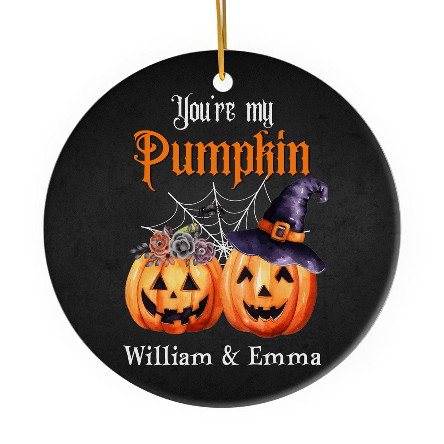 You're My Pumpkin - Personalized Anniversary or Halloween gift for Boyfriend or Girlfriend - Custom Circle Ceramic Ornament - MyMindfulGifts