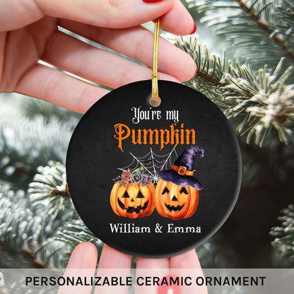 You're My Pumpkin - Personalized Anniversary or Halloween gift for Boyfriend or Girlfriend - Custom Circle Ceramic Ornament - MyMindfulGifts
