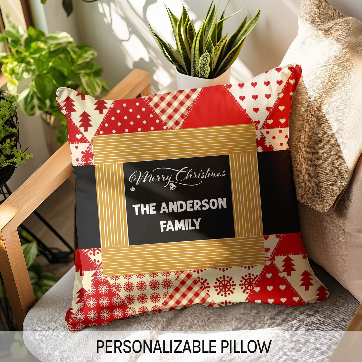 Merry Christmas - Personalized Christmas gift for Family - Custom Pillow - MyMindfulGifts