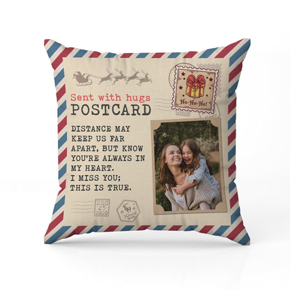 Sent With Hugs - Personalized Birthday or Christmas gift For Long Distance Couple, Family Members or Friends - Custom Pillow - MyMindfulGifts