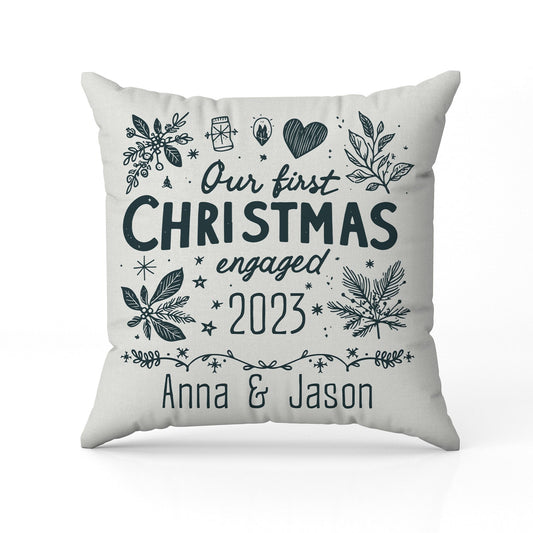 Our First Christmas Engaged - Personalized First Christmas gift For Fiance - Custom Pillow - MyMindfulGifts