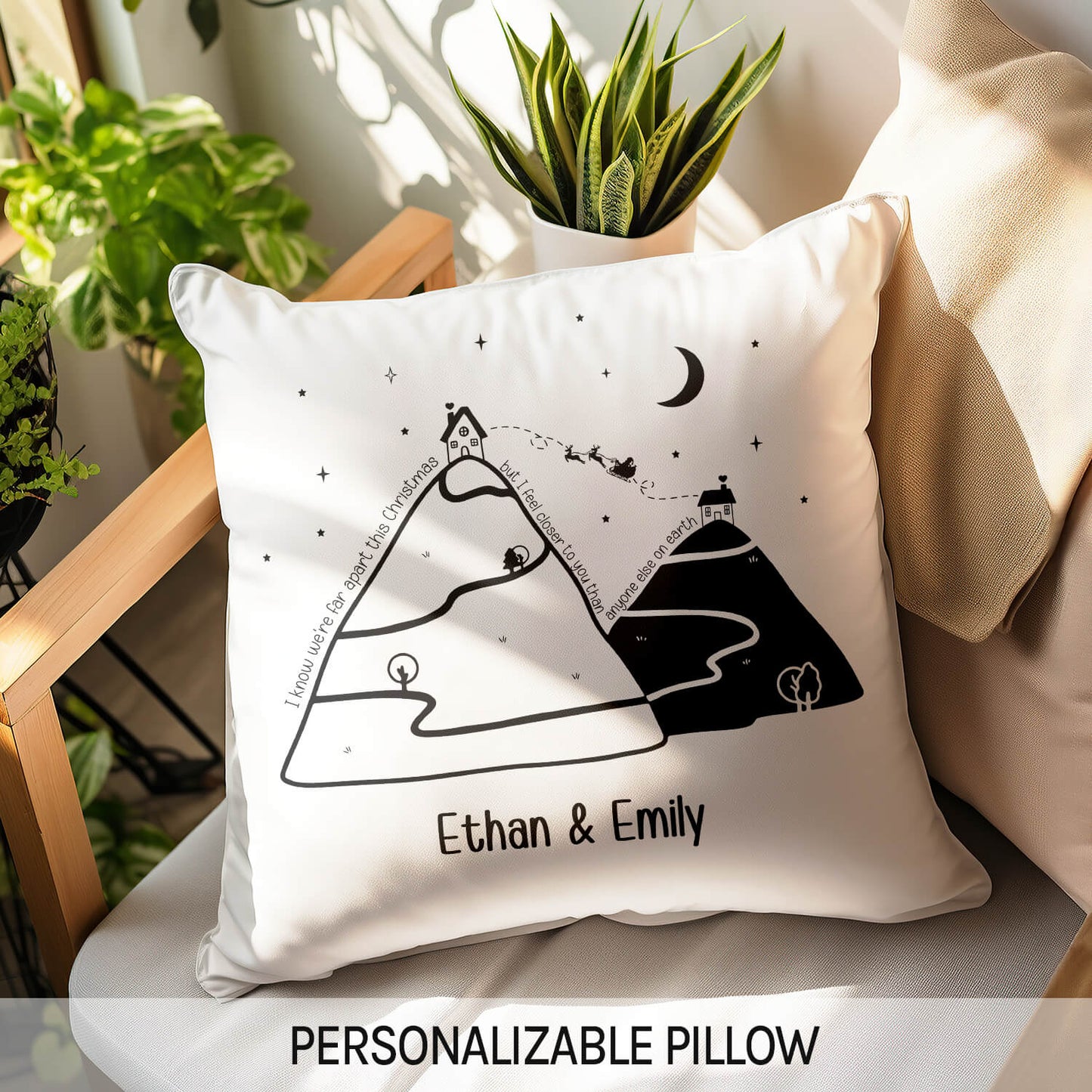 We're Far Apart This Christmas - Personalized Christmas gift For Long Distance Boyfriend or Girlfriend - Custom Pillow - MyMindfulGifts