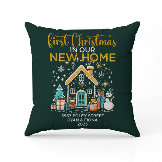 First Christmas In Our New Home - Personalized First Christmas gift For Family, Husband or Wife - Custom Pillow - MyMindfulGifts