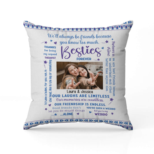 Besties Forever - Personalized Birthday, Galentine's Day or Christmas gift For Best Friend - Custom Pillow - MyMindfulGifts