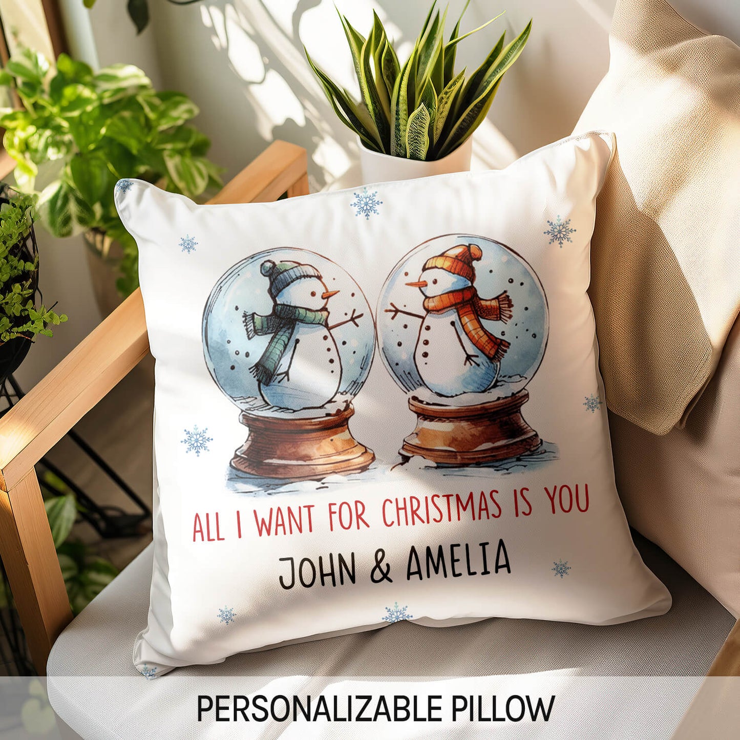 All I Want For Christmas Is You - Personalized Christmas gift For Long Distance Boyfriend or Girlfriend - Custom Pillow - MyMindfulGifts