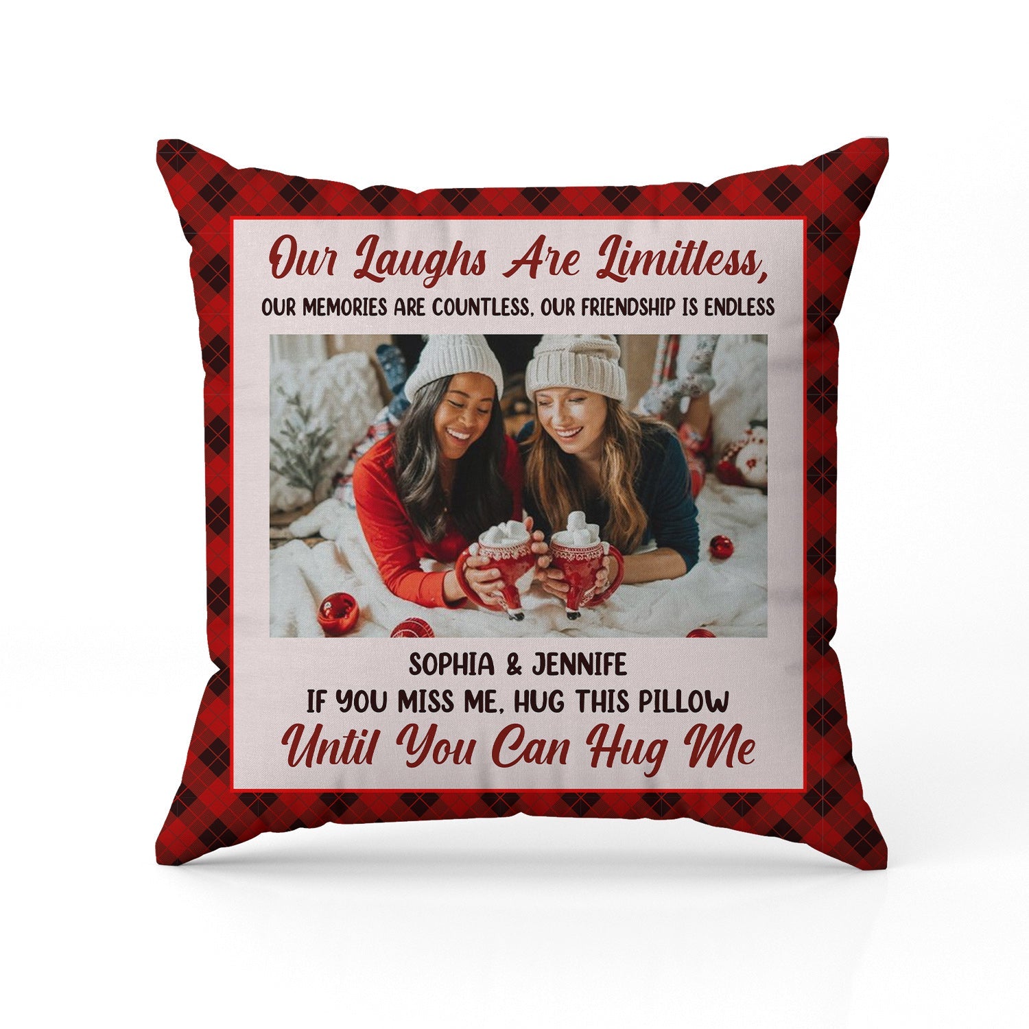 Our Friendship Is Endless - Personalized Christmas gift For Long Distance Friend - Custom Pillow - MyMindfulGifts