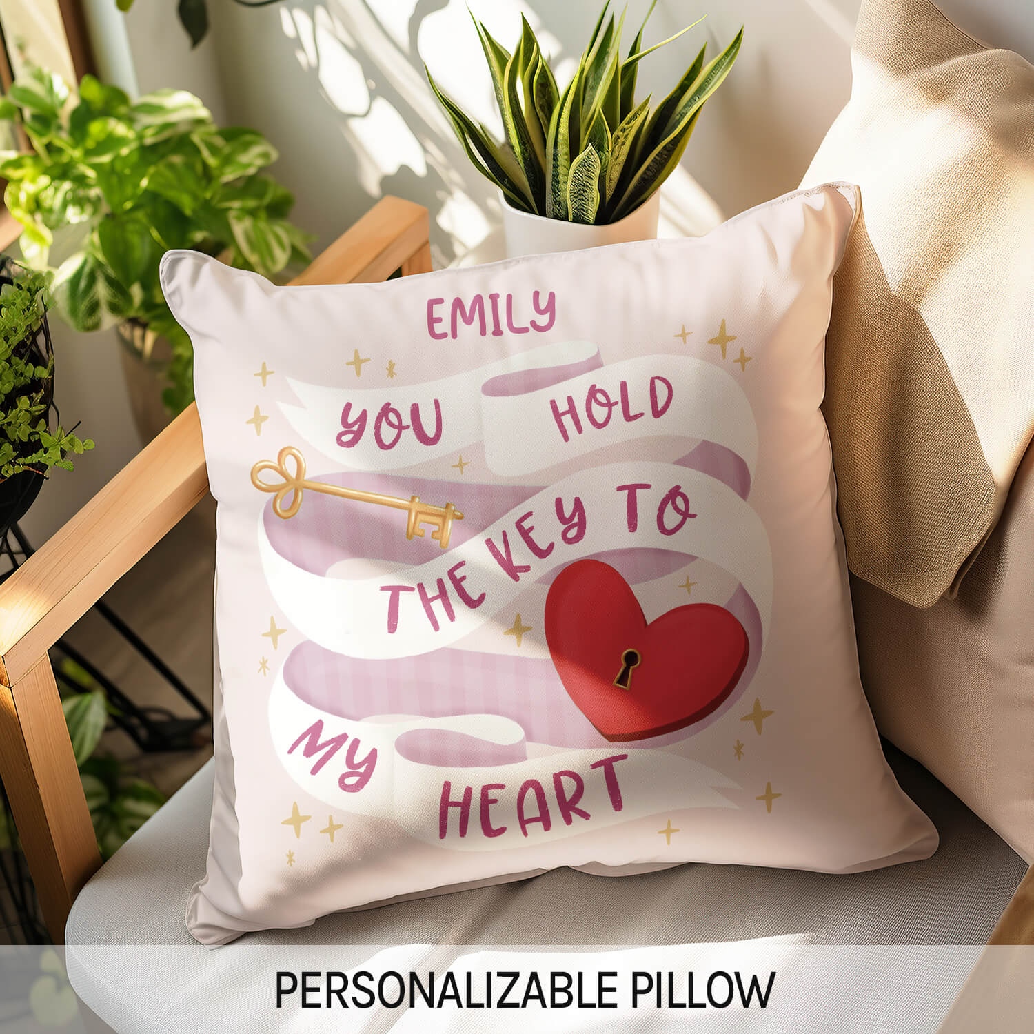 You Hold The Key To My Heart - Personalized Anniversary or Valentine's Day gift For Boyfriend or Girlfriend - Custom Pillow - MyMindfulGifts