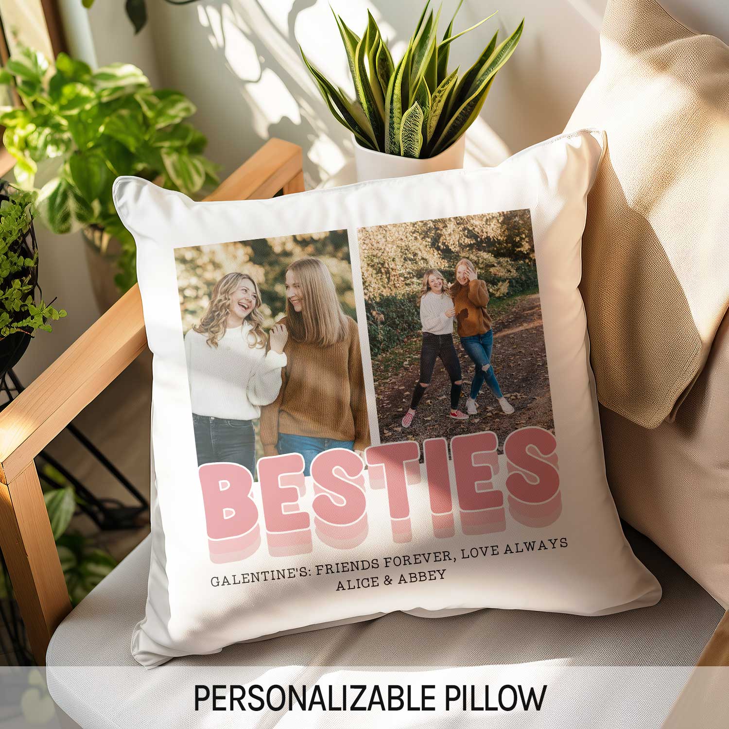 Besties - Personalized Galentine's Day gift For Friends - Custom Pillow - MyMindfulGifts