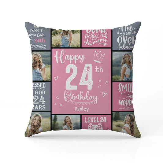 Happy 24th Birthday - Personalized 24th Birthday gift For Myself - Custom Pillow - MyMindfulGifts
