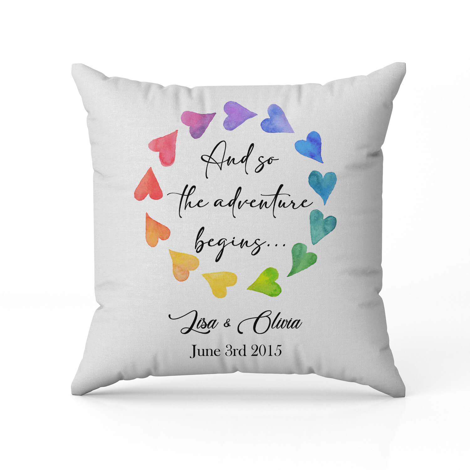 And So The Adventure Begins - Personalized Anniversary or Valentine's Day gift for LGBT couple - Custom Pillow - MyMindfulGifts