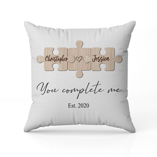 You Complete Me - Personalized Anniversary or Valentine's Day gift for Husband or Wife - Custom Pillow - MyMindfulGifts