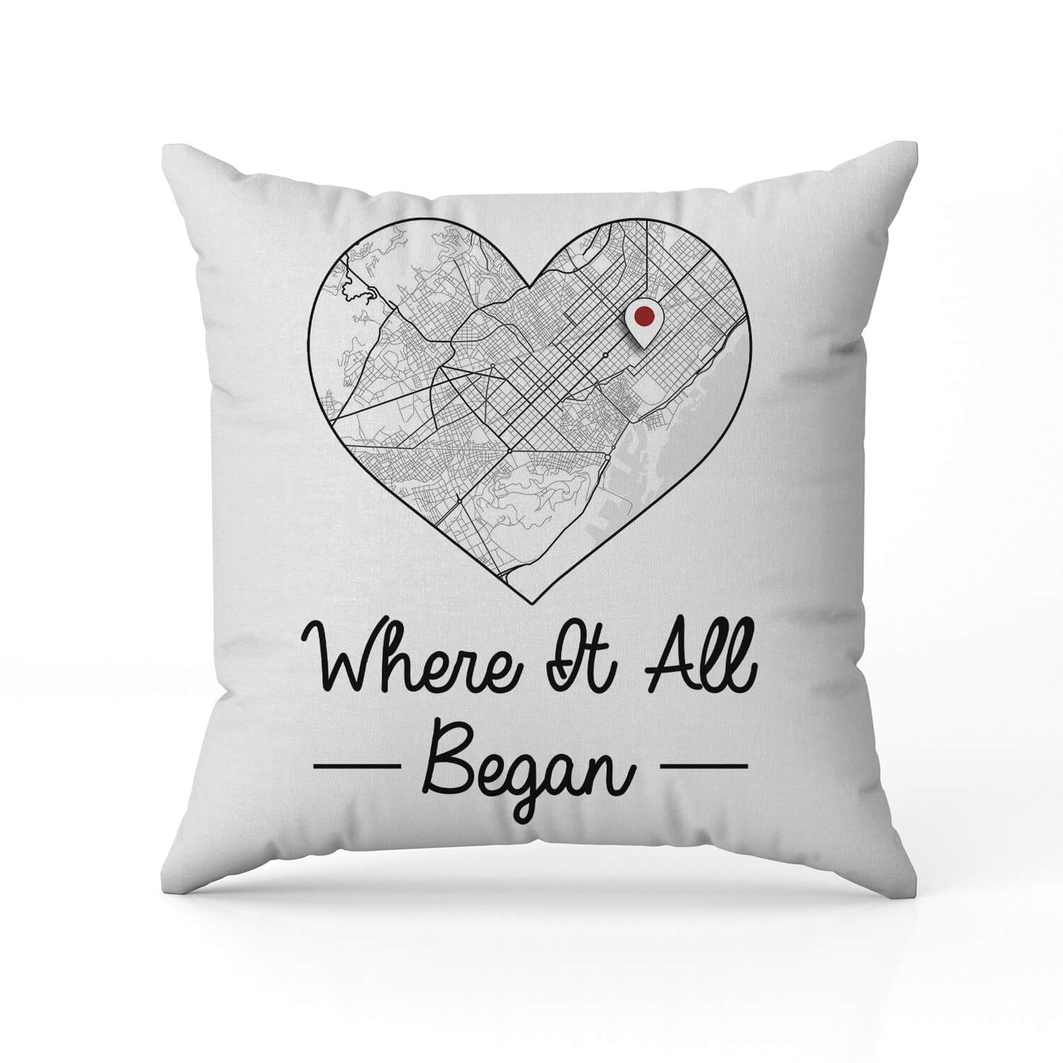 Where It All Began Retro - Personalized Anniversary or Valentine's Day gift for Husband or Wife - Custom Pillow - MyMindfulGifts