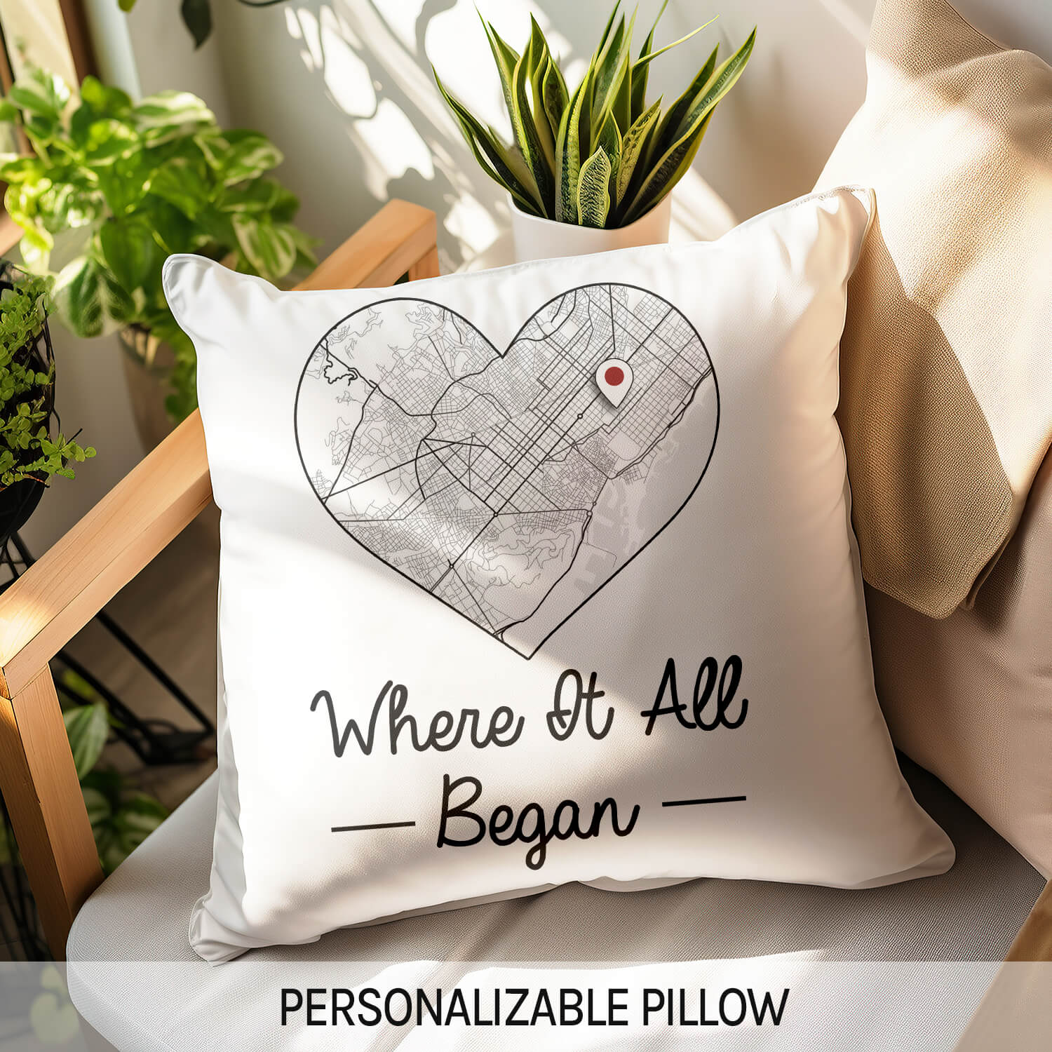 Where It All Began Retro - Personalized Anniversary or Valentine's Day gift for Husband or Wife - Custom Pillow - MyMindfulGifts