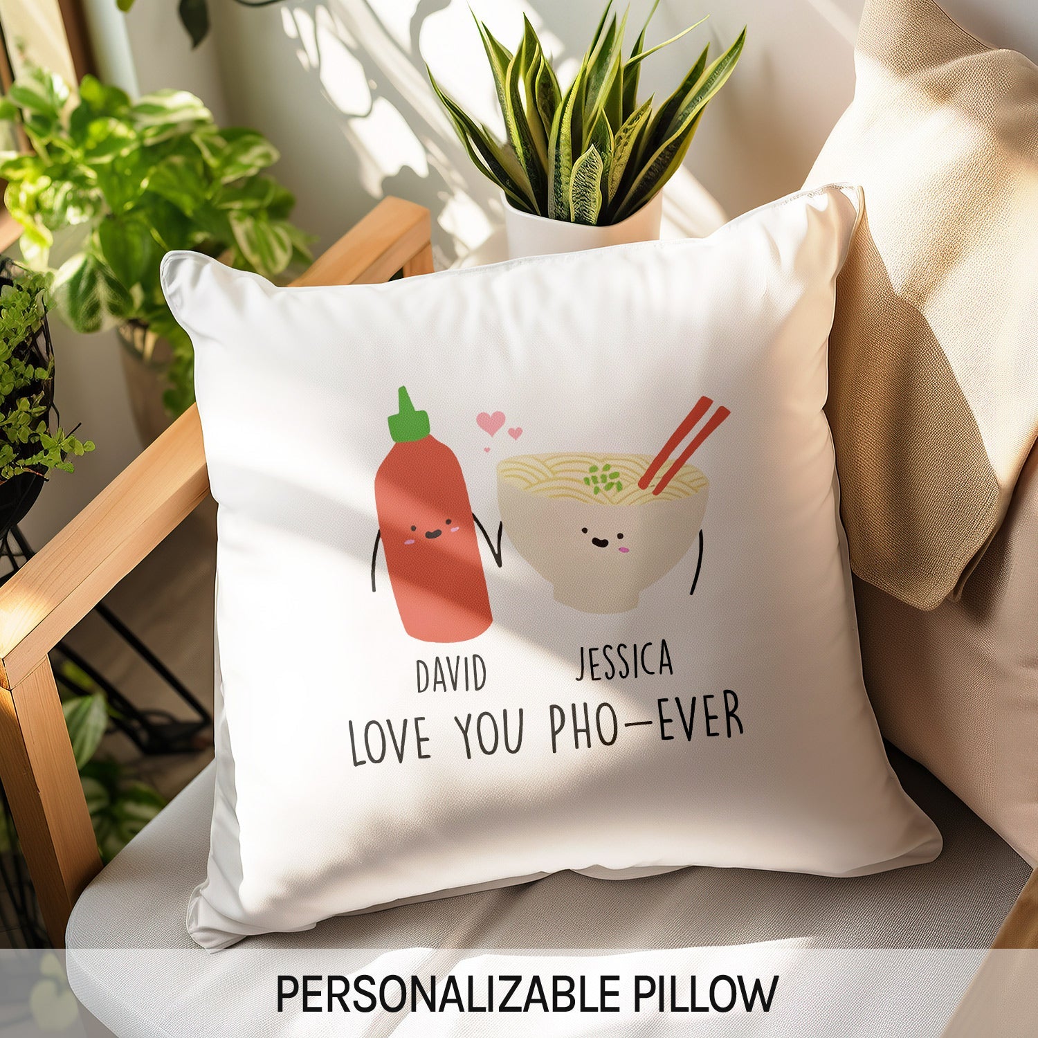 Love You Pho-ever - Personalized Anniversary or Valentine's Day gift for Husband or Wife - Custom Pillow - MyMindfulGifts