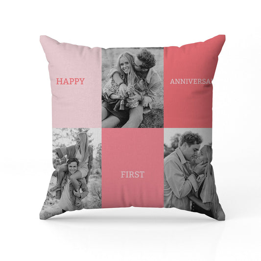 Happy First Anniversary - Personalized 1 Year Anniversary gift for Husband or Wife - Custom Pillow - MyMindfulGifts