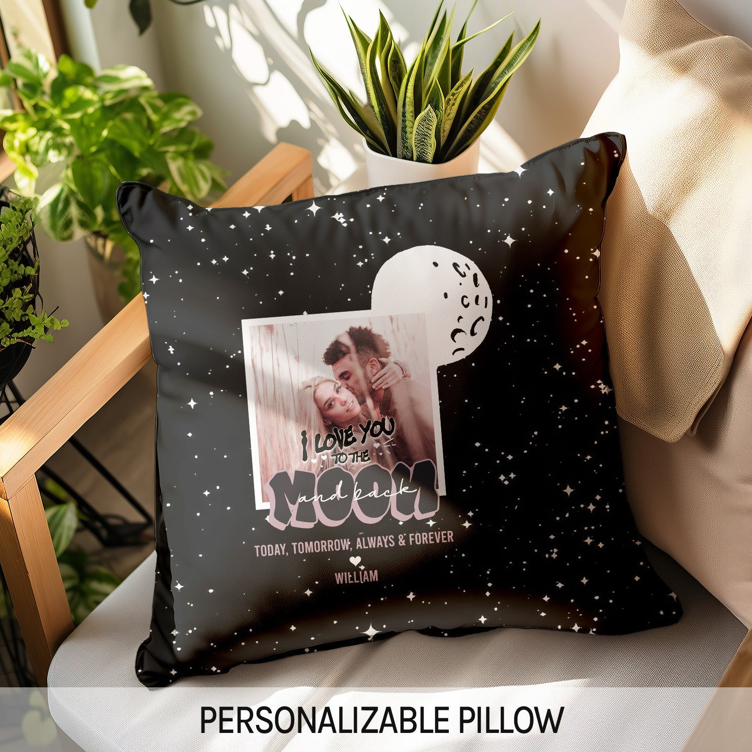 Love You To The Moon And Back - Personalized Anniversary or Valentine's Day gift for Husband or Wife - Custom Pillow - MyMindfulGifts