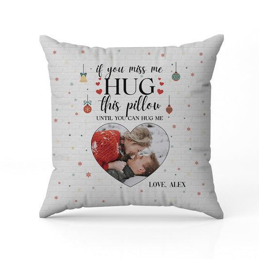 Hug This Pillow Until You Can Hug Me - Personalized Anniversary or Christmas gift for Long Distance Couple - Custom Pillow - MyMindfulGifts
