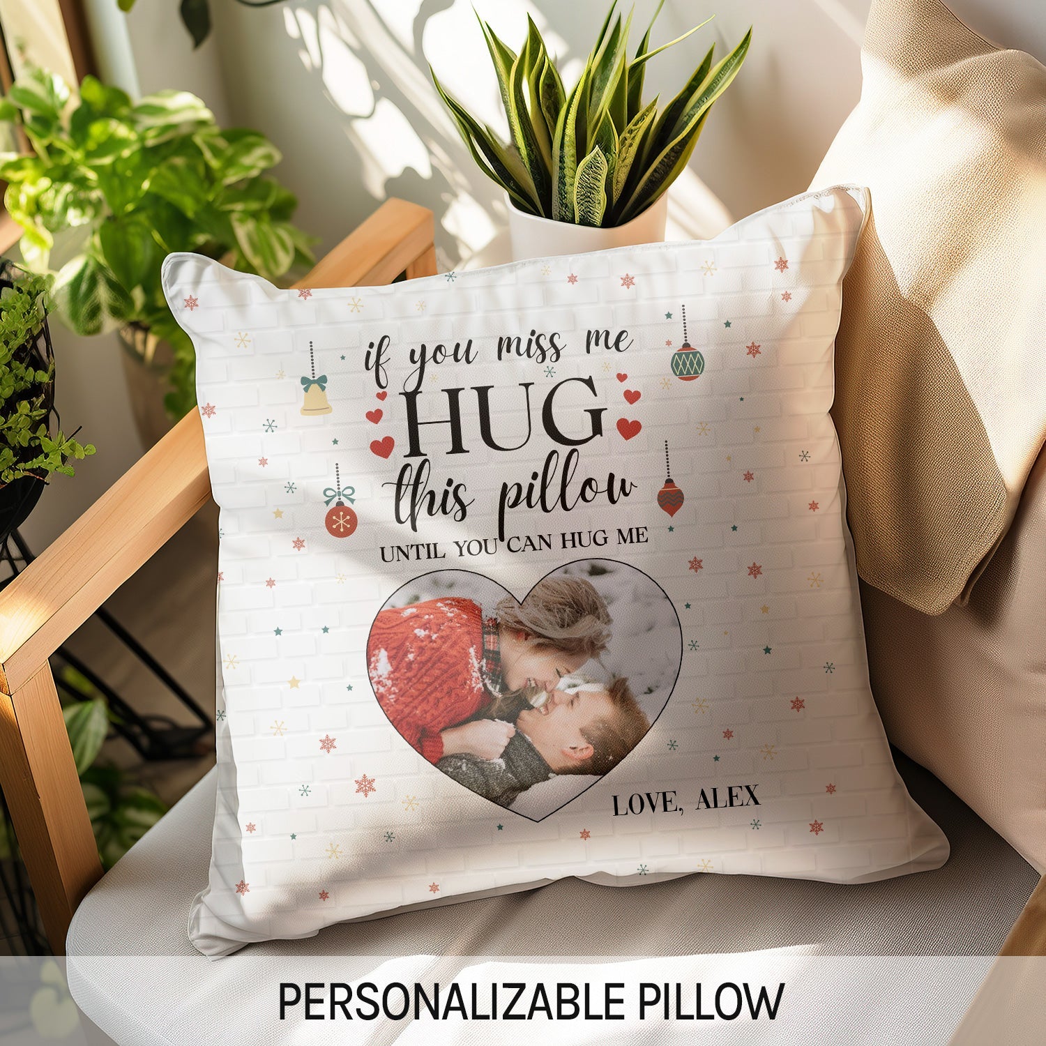 Hug This Pillow Until You Can Hug Me - Personalized Anniversary or Christmas gift for Long Distance Couple - Custom Pillow - MyMindfulGifts