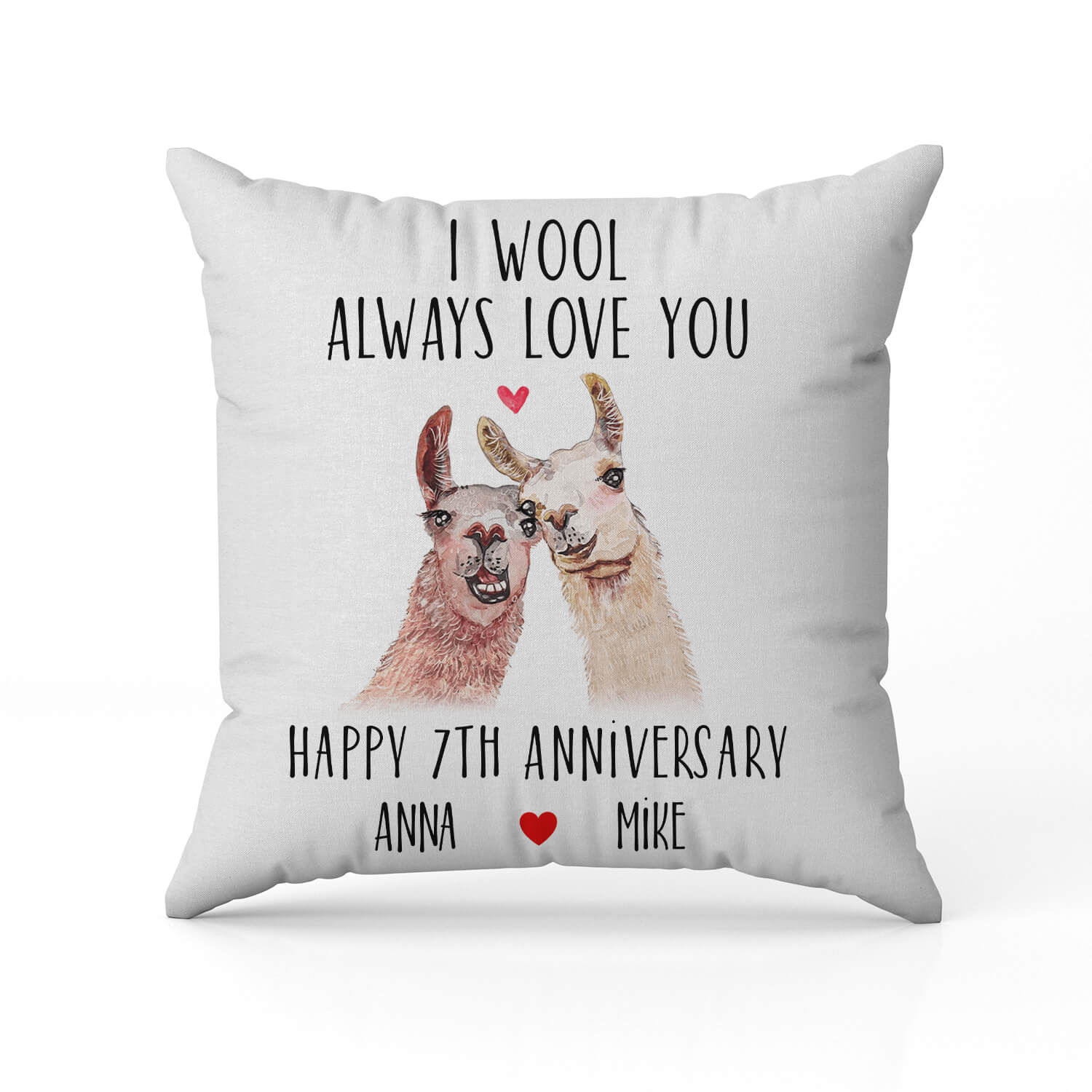 I Wool Always Love You - Personalized 7 Year Anniversary gift for Husband or Wife - Custom Pillow - MyMindfulGifts