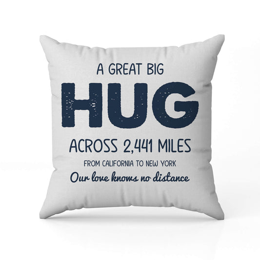 Love Knows No Distance - Personalized Anniversary or Valentine's Day gift for Long Distance Boyfriend or Girlfriend - Custom Pillow - MyMindfulGifts