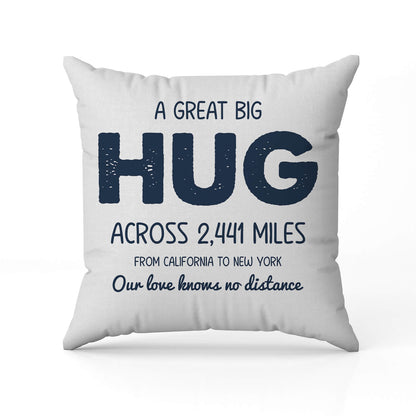 Love Knows No Distance - Personalized Anniversary or Valentine's Day gift for Long Distance Boyfriend or Girlfriend - Custom Pillow - MyMindfulGifts